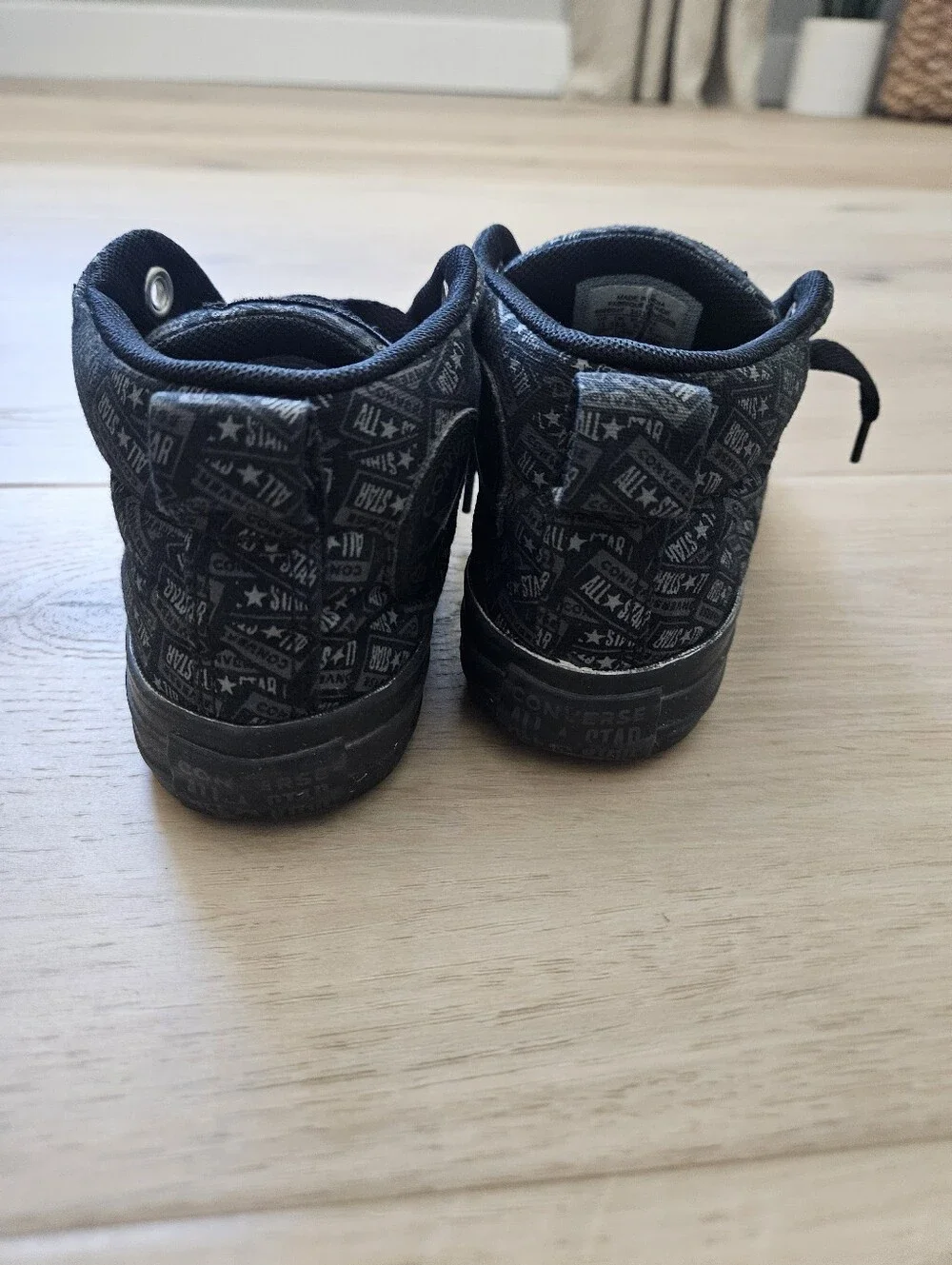 Converse Black High-Top Kids Sneakers with All-Star Logo Print